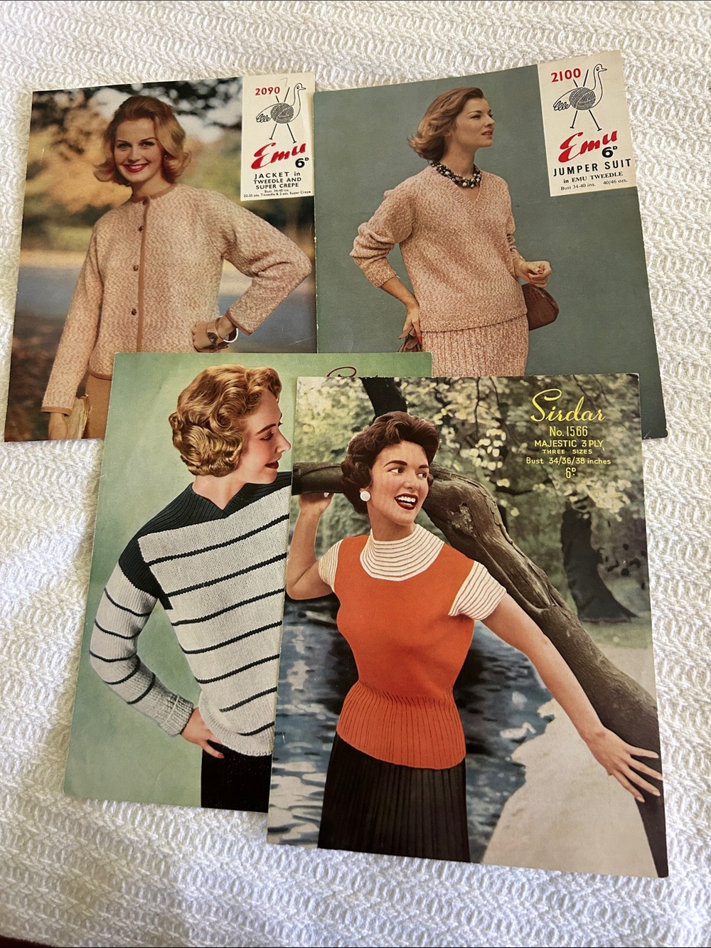Emu Women’s Sweater Patterns in Cream, Orange, Black & White